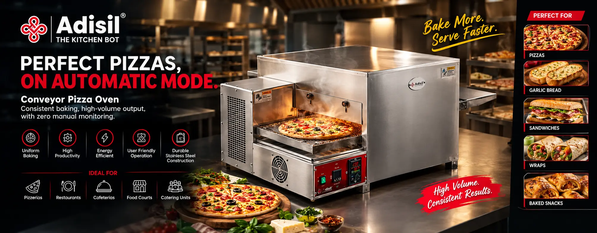 Commercial Conveyor Pizza Oven 